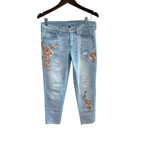 White House Black Market Ladies Embroidered Cropped BOHO Jeans Size 4 - Picture 2 of 13